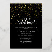 Gouden Confetti|Zwart Laten we echt goud vieren Folie Uitnodiging (Voorkant)