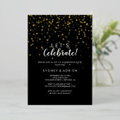 Gouden Confetti|Zwart Laten we echt goud vieren Folie Uitnodiging (Staand Voorkant)