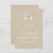 Gouden Coquette Bow Wedding Details Informatiekaartje (Voorkant / Achterkant)