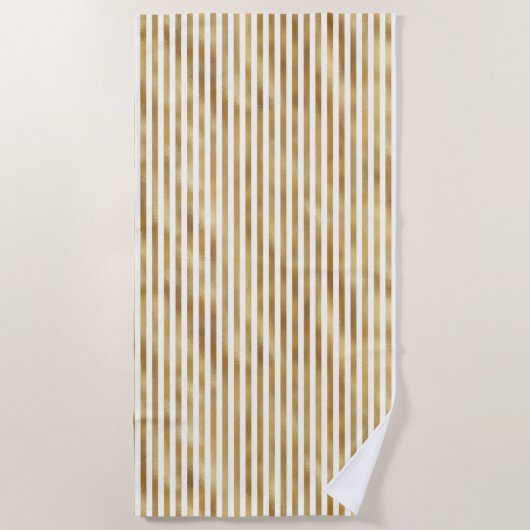Gouden Cream Stripes Strandlaken (Voorkant)