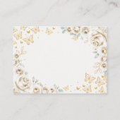 Gouden Crème Quinceanera Ontvangst Details Informatiekaartje (Achterkant)