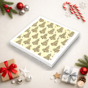 Gouden Crème Typografisch Kerstboom Patroon Servet