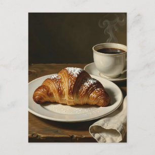 Gouden Croissant Koffie Stilleven Briefkaart