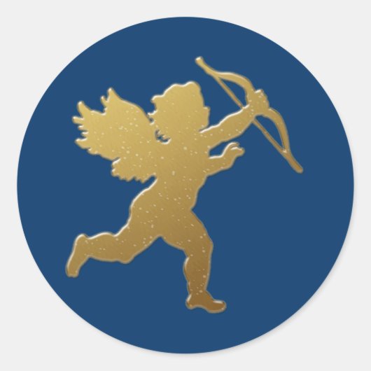 Gouden Cupido Ronde Sticker (Voorkant)