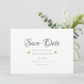 Gouden Cupids Elegante Script Save The Date (Staand voorkant)