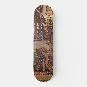 Gouden cyberprintplaat Tech Kunst Elektronica Skateboard