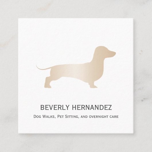 Gouden Dachshund hond Walker Trainer Puppy zitten Vierkante Visitekaartje (Voorkant)