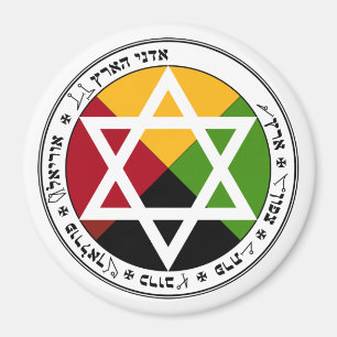 Gouden Dageraad Aarde Pentakel op Wit Magneet