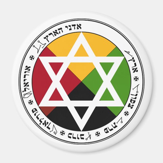 Gouden Dageraad Aarde Pentakel op Wit Magneet (Voorkant)