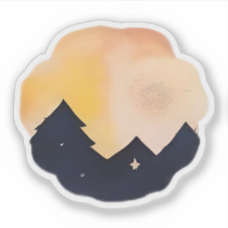 Gouden Dageraad Over Bos Silhouetten Sticker