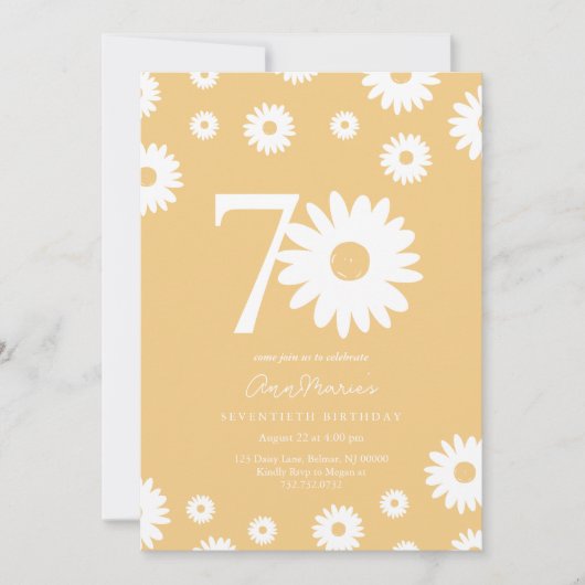 Gouden Daisy 70ste verjaardag uitnodiging (Voorkant)