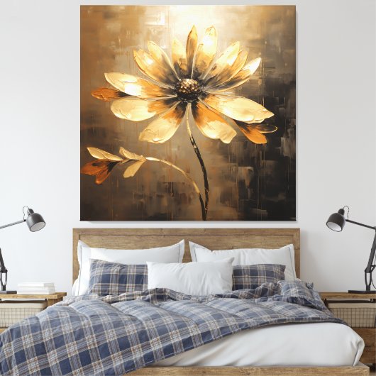 Gouden Daisy Canvas Afdruk (Insitu (Slaapkamer))