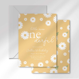 Gouden Daisy Little Miss Onederful Uitnodiging