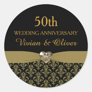 Gouden Damask 50e bruiloft Jubileum Sticker