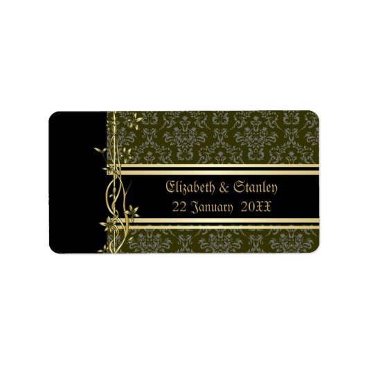 Gouden Damask Luxe Bruiloft Favor Adres Label (Voorkant)