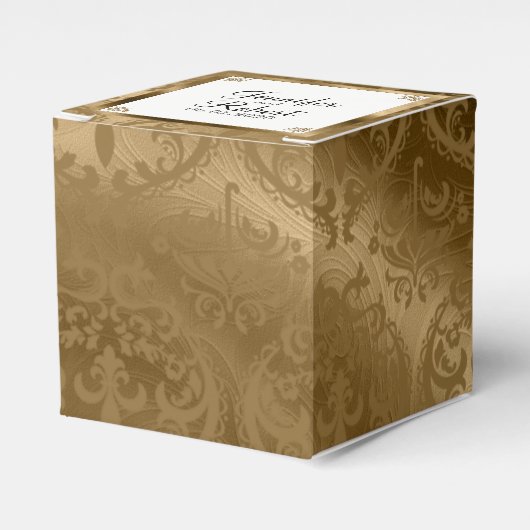 Gouden Damask Zijde Posh Bruiloft Favor Box Bedankdoosjes (Voorkant Zijde)