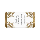 Gouden Damask Zijde Posh Bruiloft Lip Balm Label (Voorkant)