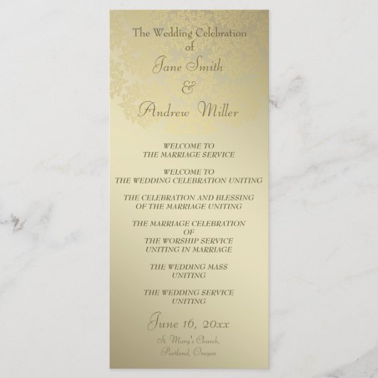 Gouden Damaskpatroon Trouwprogramma's Programma (Voorkant)