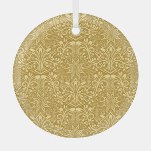 Gouden Damast Barok Bloemen Patroon Glas Ornament