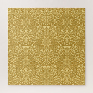 Gouden Damast Barok Bloemen Patroon Legpuzzel