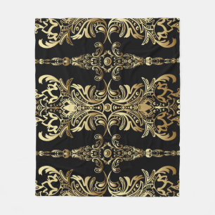 Gouden damast, bloemenarabische patroon. fleece deken