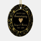 Gouden damast en hart keramisch ornament (Rechts)