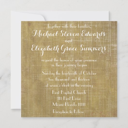 gouden damast en hout met bijbelvers kaart (Achterkant)