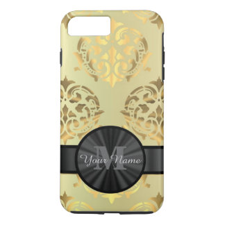 Gouden damast gepersonaliseerd monogram iPhone 8 plus / 7 plus hoesje