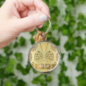 Gouden damast gepersonaliseerde moeder sleutelhanger (Hand)