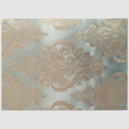 Gouden Damast, Getextureerd Effect, Mint Sage Gree Tissuepapier (Voorkant)