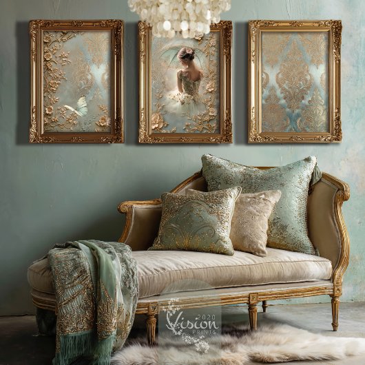 Gouden Damast, Getextureerd Effect, Mint Sage Gree Tissuepapier