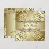 Gouden Damast Goud Feest Kaart (Voorkant / Achterkant)