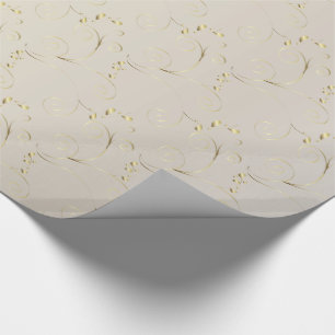 Gouden Damast op Witgoud Huwelijk Cadeaupapier