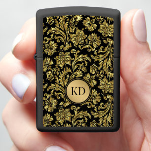  gouden damast op zwart monogram