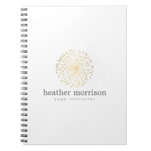 GOUDEN DANDELION STARBURST LOGO OP WIT NOTITIEBOEK