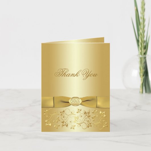 gouden dankt Bloemen van het 50ste Jubileum u Bedankkaart (Voorkant)