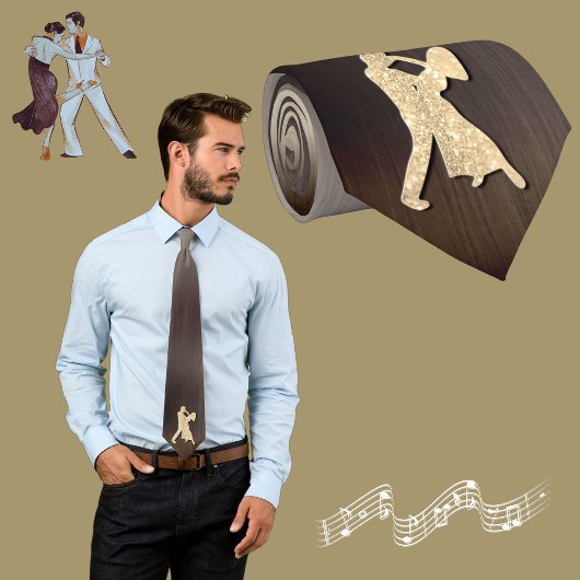 Gouden dansers Silhouetten ( faux glitter ) Stropdas