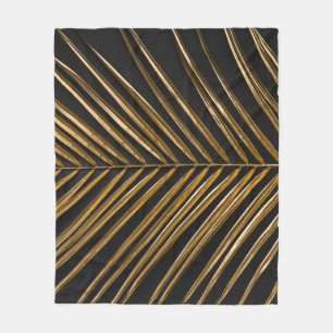 Gouden Datum Palm: Minimalistische zwarte achtergr Fleece Deken