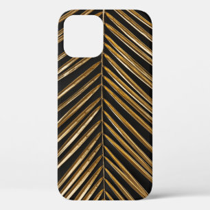 Gouden Datum Palmblad: Zwart Minimalistisch iPhone 12 Hoesje