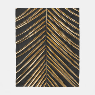 Gouden Datum Palmblad: Zwart Minimalistisch Fleece Deken
