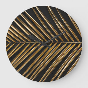 Gouden Datum Palmblad: Zwart Minimalistisch Grote Klok