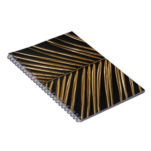Gouden Datum Palmblad: Zwart Minimalistisch Notitieboek (Rechterzijde)