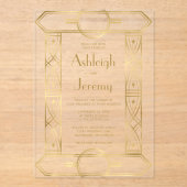 Gouden Deco Lijst bruiloft Acryl Uitnodigingen (Voorkant)