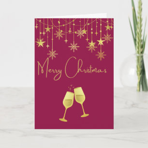 Gouden decoraties & wijnglazen Kerstmis Kaart