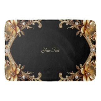 Gouden decoratieve bloemen badmat