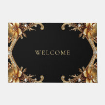 Gouden decoratieve bloemen deurmat
