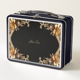Gouden decoratieve bloemen lunchbox