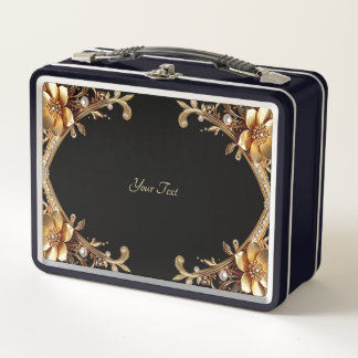 Gouden decoratieve bloemen lunchbox