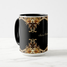 Gouden decoratieve bloemen mok