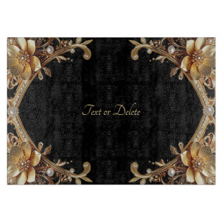 Gouden decoratieve bloemen snijplank